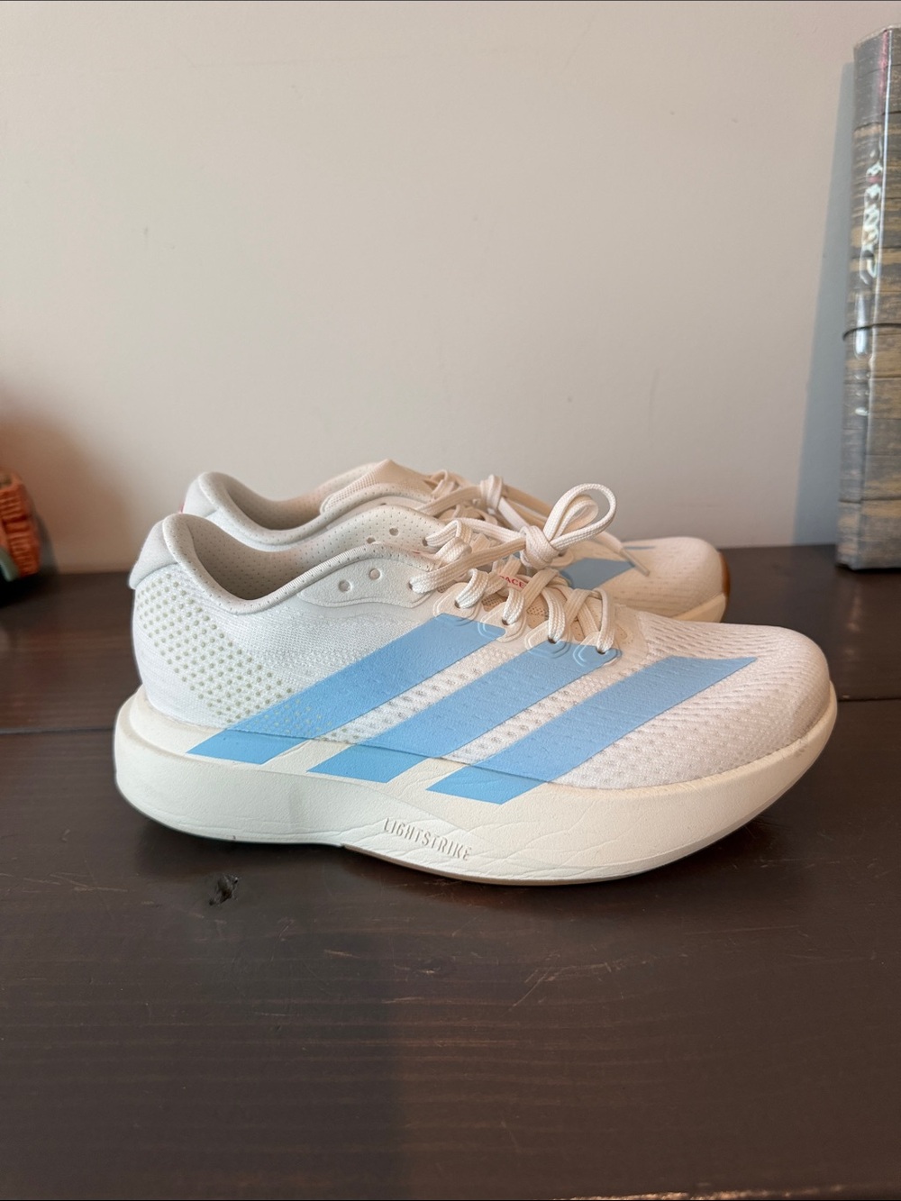 adidas Women’s White & Light Blue Athletic Running Shoes - Picture 2 of 6